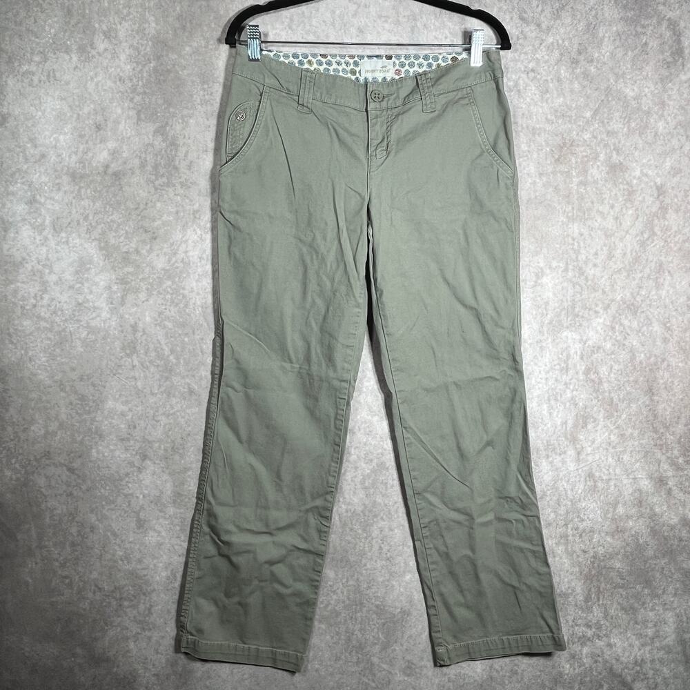 Horny Toad Chino Pants Womens Size 4 Green‎ Straight Leg Flat Front Low Rise